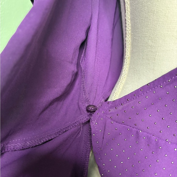 NWT New York & Company Purple Ruffle Sleeve Blouse large - Picture 11 of 12